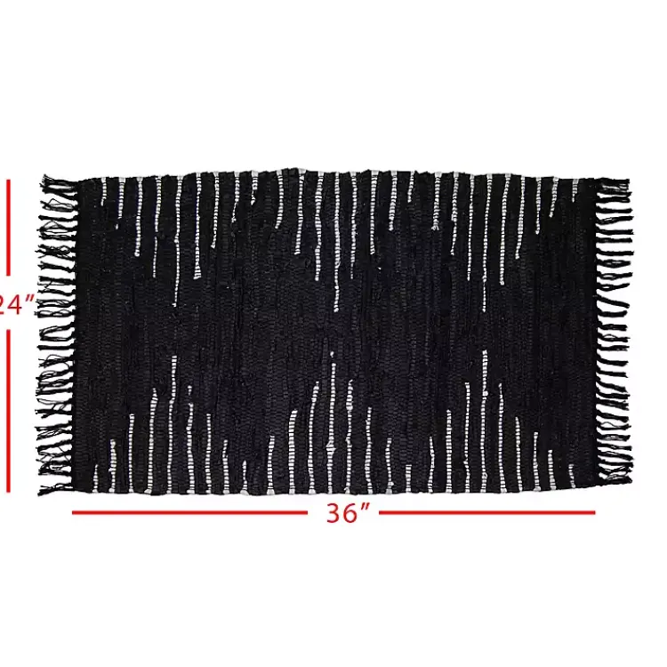 Kirklands Home Black Artisanal Leather Diamond Scatter Rug Outlet