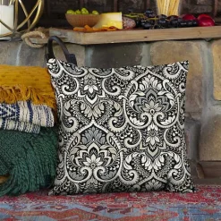 Kirklands Home Aurora Damask Outdoor Pillow Black Sale