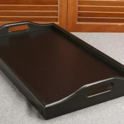 Kirklands Home Bamboo Standing Serving Tray Black Outlet