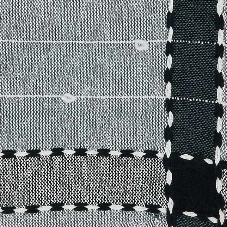 Blankets & Throws>Kirklands Home Black Banded Tassel Edge Throw