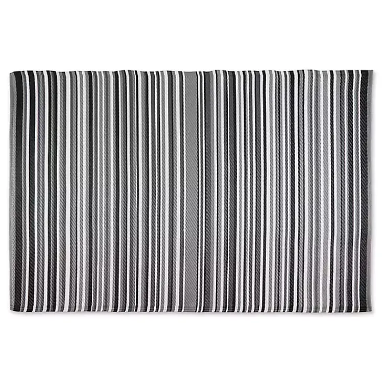 Kirklands Home Black Barcode Stripe Outdoor Area Rug, 4x6 Clearance