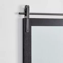 Kirklands Home Barn Door Wall Mirror with Shelf Black