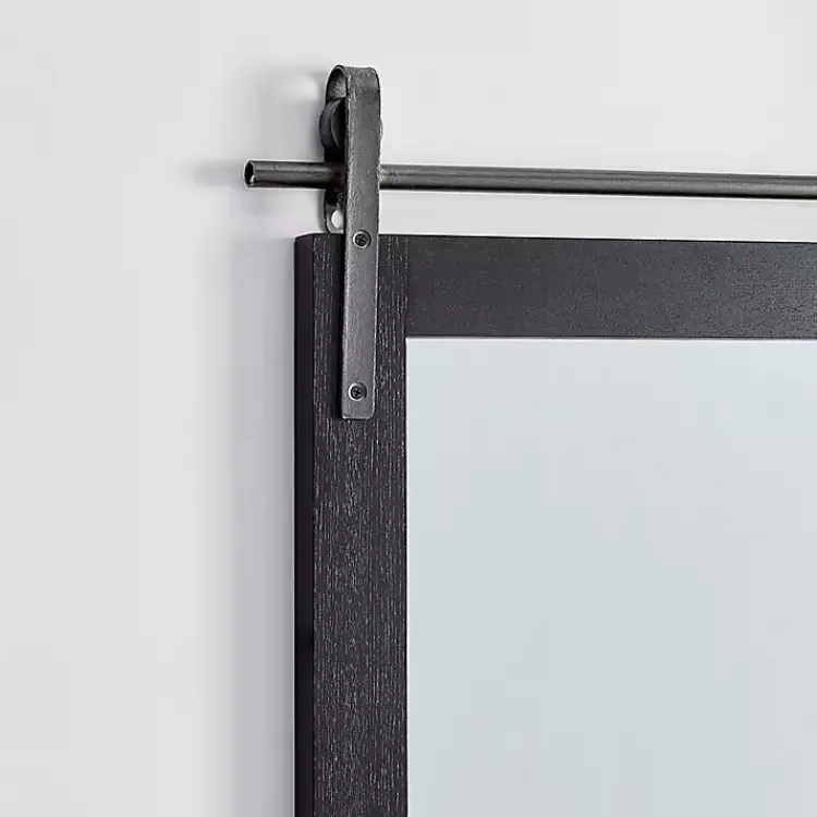 Kirklands Home Barn Door Wall Mirror with Shelf Black