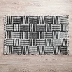 Kirklands Home Basketweave Scatter Rug Black