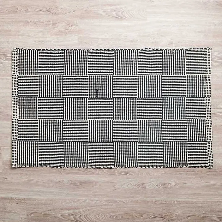 Kirklands Home Basketweave Scatter Rug Black