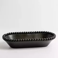 Decorative Bowls & Jars>Kirklands Home Beaded Wood Dough Bowl Black