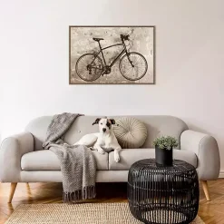 Kirklands Home Black Bike Framed Canvas Art Print New