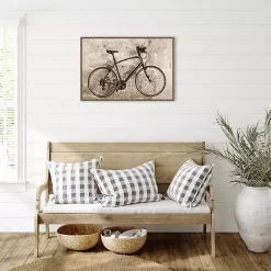 Kirklands Home Black Bike Framed Canvas Art Print New