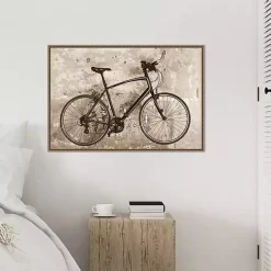 Kirklands Home Black Bike Framed Canvas Art Print New