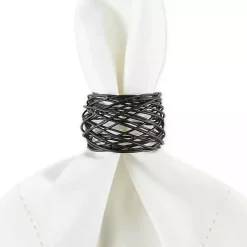 Kirklands Home Bird Nest 6-pc. Napkin Ring Set Black Best