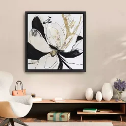 Kirklands Home Black Bloom II Framed Canvas Art Print New