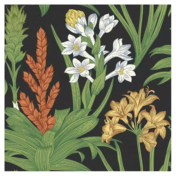 Kirklands Home Botanical Villa Peel & Stick Wallpaper Black Outlet