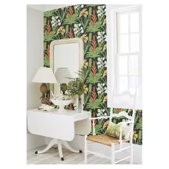Kirklands Home Botanical Villa Peel & Stick Wallpaper Black Outlet
