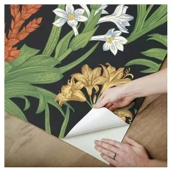 Kirklands Home Botanical Villa Peel & Stick Wallpaper Black Outlet