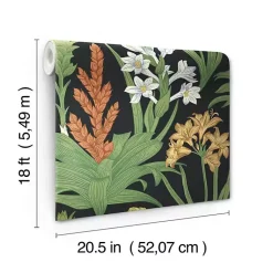 Kirklands Home Botanical Villa Peel & Stick Wallpaper Black Outlet