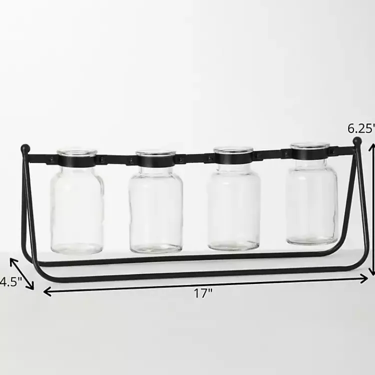 Vases>Kirklands Home 4-Bottle Runner Vase Black