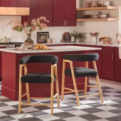 Kirklands Home Boucle Curved Back Ezra Counter Stool Black Online