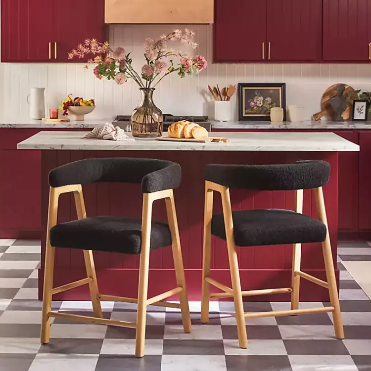 Kirklands Home Boucle Curved Back Ezra Counter Stool Black Online
