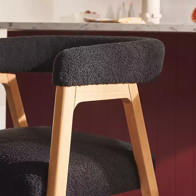 Kirklands Home Boucle Curved Back Ezra Counter Stool Black Online