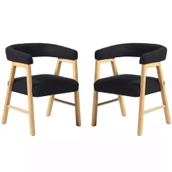 Kirklands Home Boucle Curved Ezra Dining Chairs, Set of 2 Black Clearance