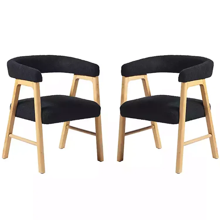 Kirklands Home Boucle Curved Ezra Dining Chairs, Set of 2 Black Clearance