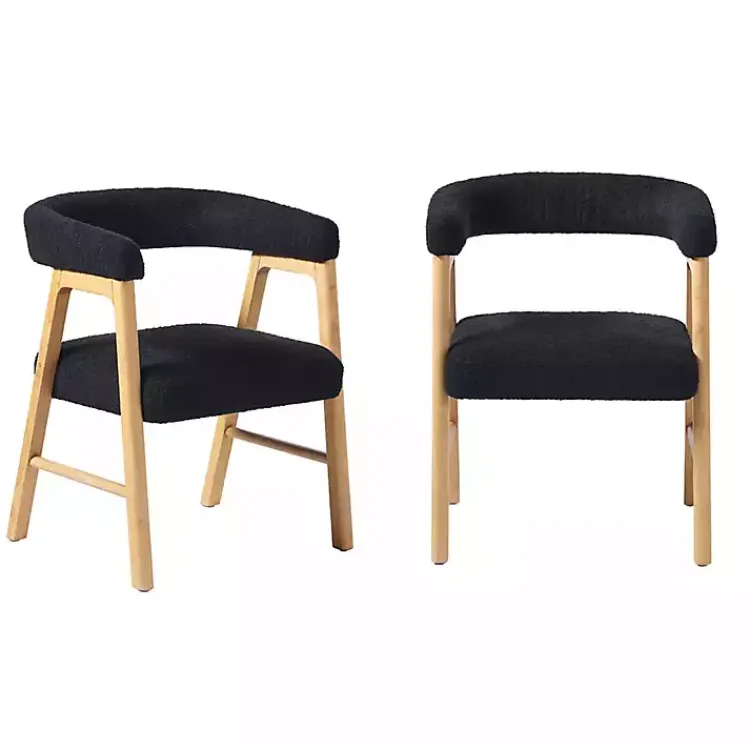 Kirklands Home Boucle Curved Ezra Dining Chairs, Set of 2 Black Clearance