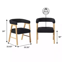 Kirklands Home Boucle Curved Ezra Dining Chairs, Set of 2 Black Clearance