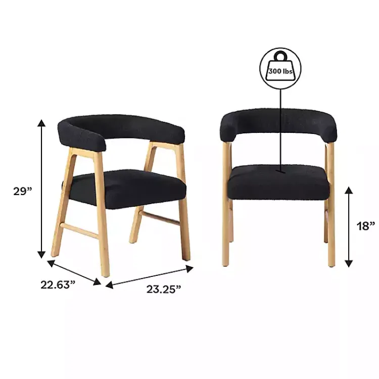 Kirklands Home Boucle Curved Ezra Dining Chairs, Set of 2 Black Clearance