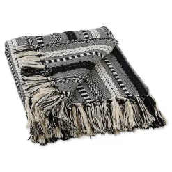 Blankets & Throws>Kirklands Home Braided Fringe Throw Black