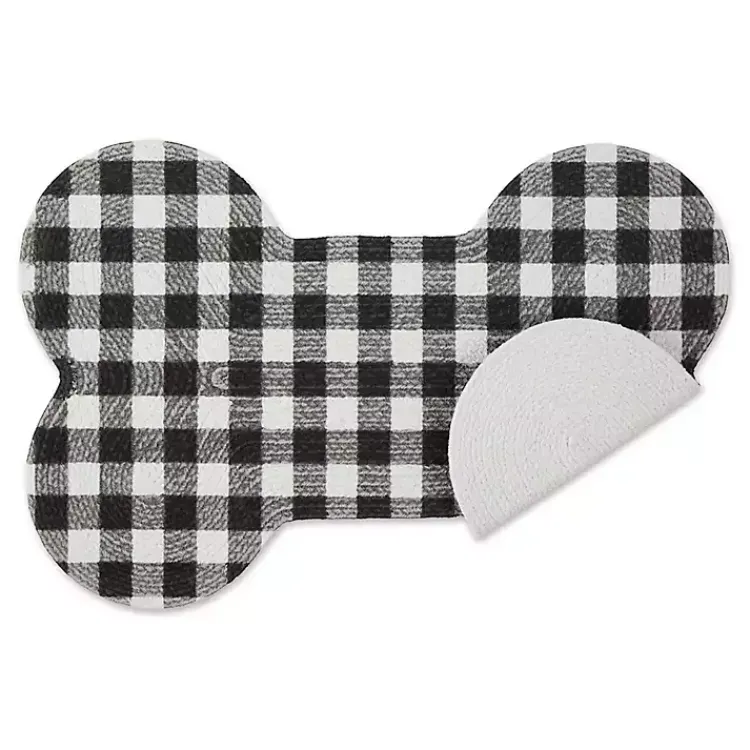 Kirklands Home Black Buffalo Check Bone Pet Bowl Mat Discount
