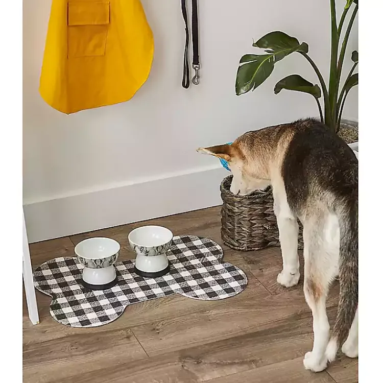 Kirklands Home Black Buffalo Check Bone Pet Bowl Mat Discount
