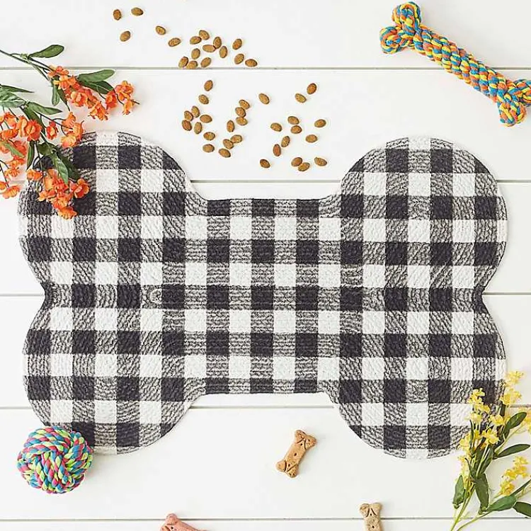 Kirklands Home Black Buffalo Check Bone Pet Bowl Mat Discount