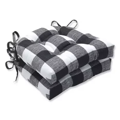 Kirklands Home Buffalo Check Outdoor Chair Pads, Set of 2 Black New