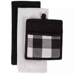 Kirklands Home Black Buffalo Check 3-pc. Potholder & Towel Set