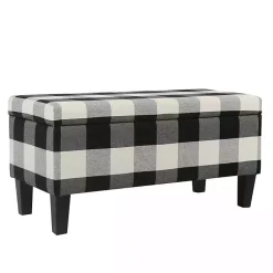 Kirklands Home Black Buffalo Check Storage Bench Clearance