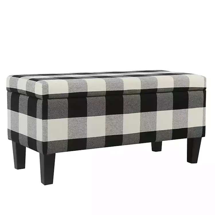 Kirklands Home Black Buffalo Check Storage Bench Clearance