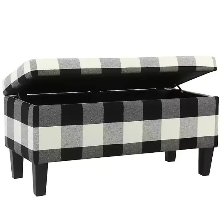 Kirklands Home Black Buffalo Check Storage Bench Clearance