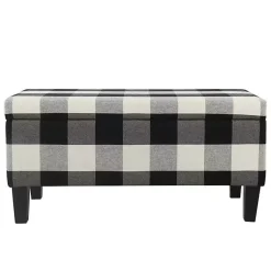 Kirklands Home Black Buffalo Check Storage Bench Clearance