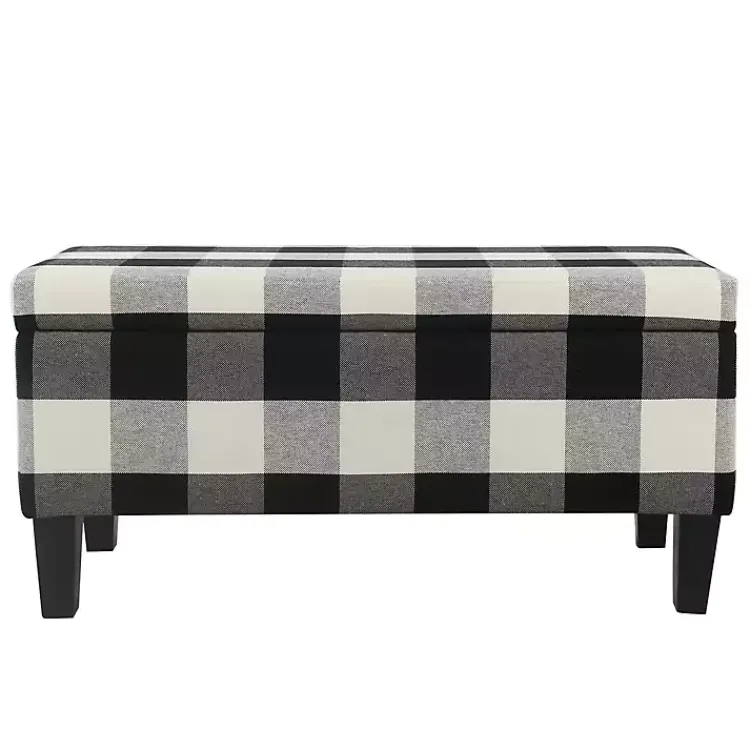 Kirklands Home Black Buffalo Check Storage Bench Clearance