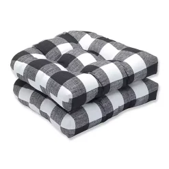 Kirklands Home Buffalo Check Wicker Seat Cushions, Set of 2 Black