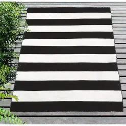 Kirklands Home Black Cabana Stripe Indoor/Outdoor Area Rug, 3x5 Discount