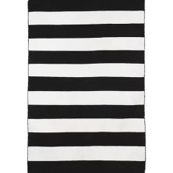 Kirklands Home Black Cabana Stripe Indoor/Outdoor Area Rug, 5x7