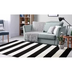 Kirklands Home Black Cabana Stripe Indoor/Outdoor Area Rug, 8x11 Discount