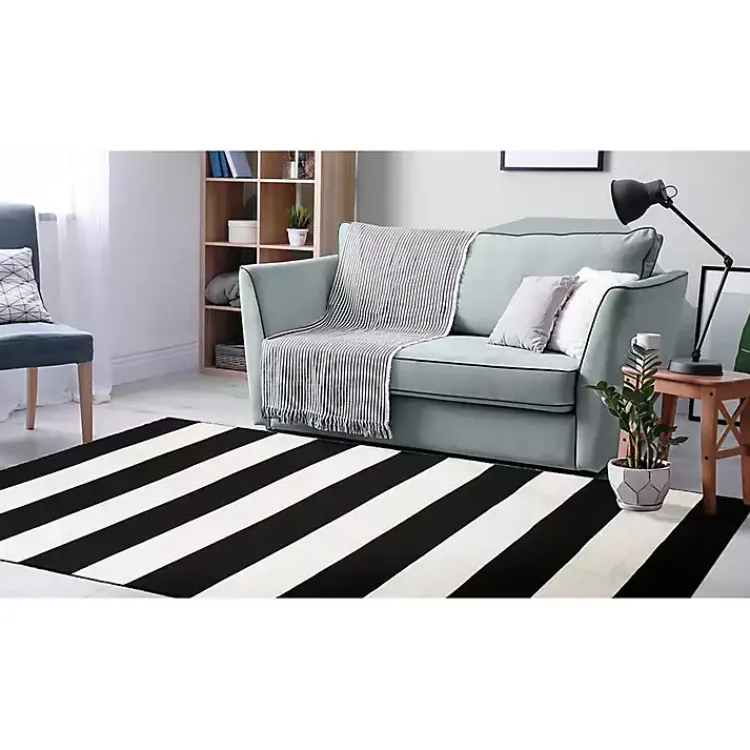 Kirklands Home Black Cabana Stripe Indoor/Outdoor Area Rug, 8x11 Discount