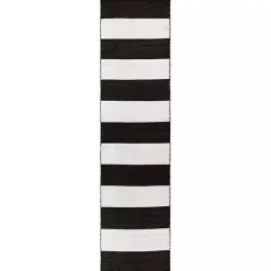 Kirklands Home Black Cabana Stripe Indoor/Outdoor Runner, 2x8 Hot
