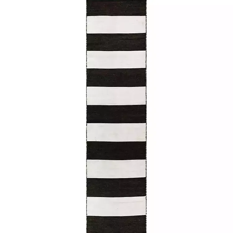 Kirklands Home Black Cabana Stripe Indoor/Outdoor Runner, 2x8 Hot