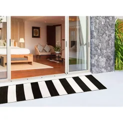 Kirklands Home Black Cabana Stripe Indoor/Outdoor Runner, 2x8 Hot