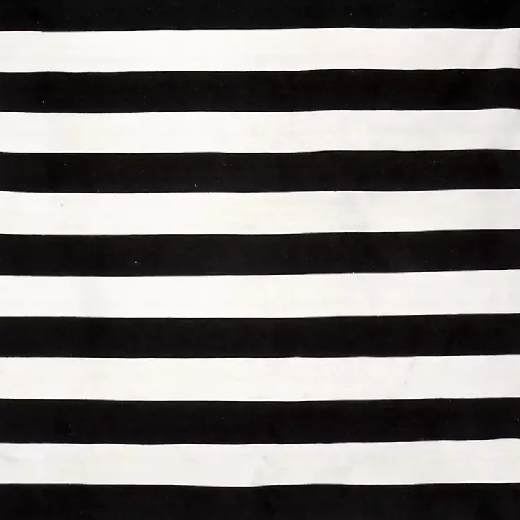 Kirklands Home Black Cabana Stripe Indoor/Outdoor Area Rug, 8x8 New