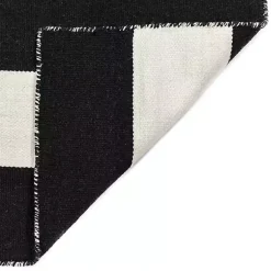 Kirklands Home Black Cabana Stripe Indoor/Outdoor Area Rug, 8x8 New
