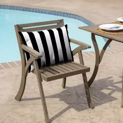 Kirklands Home Cabana Stripe Outdoor Lumbar Pillow Black Best
